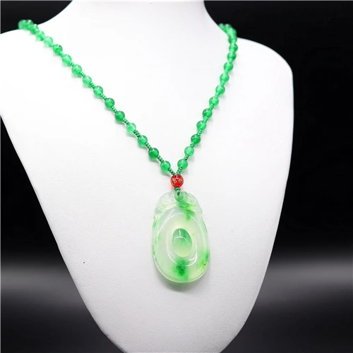 Натуральный зеленый изумруд нефрит Дракон кулон бусины ожерелье очарование