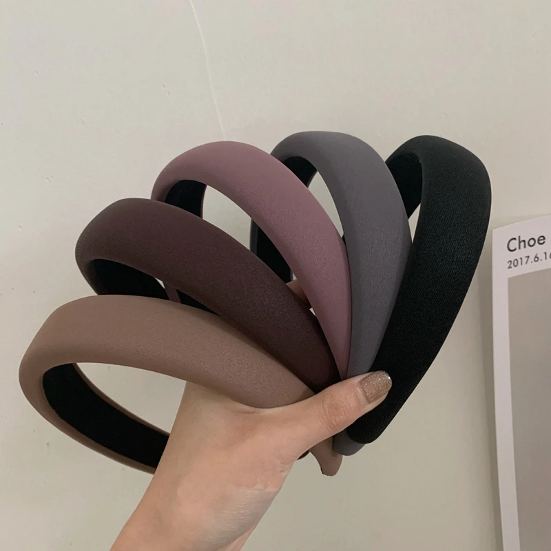 

Wholesale Multicolor Retro Sponge Hairband Solid Color Hairpin Wide-brimmed Headband Headdress Hair Pins Hair Accessories AFS315