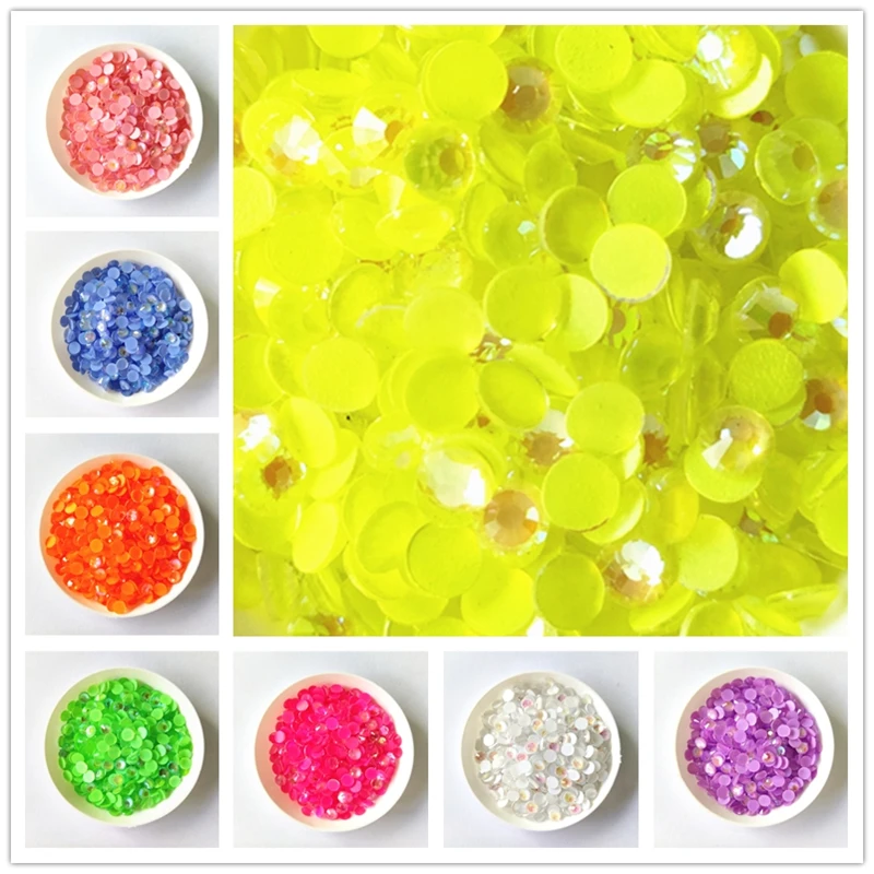 All Size Glass Fluorescence Noctilucent Aurora Crystal AB Non Hot Fix Rhinestones FlatBack Strass Garment Nail Art Decorations