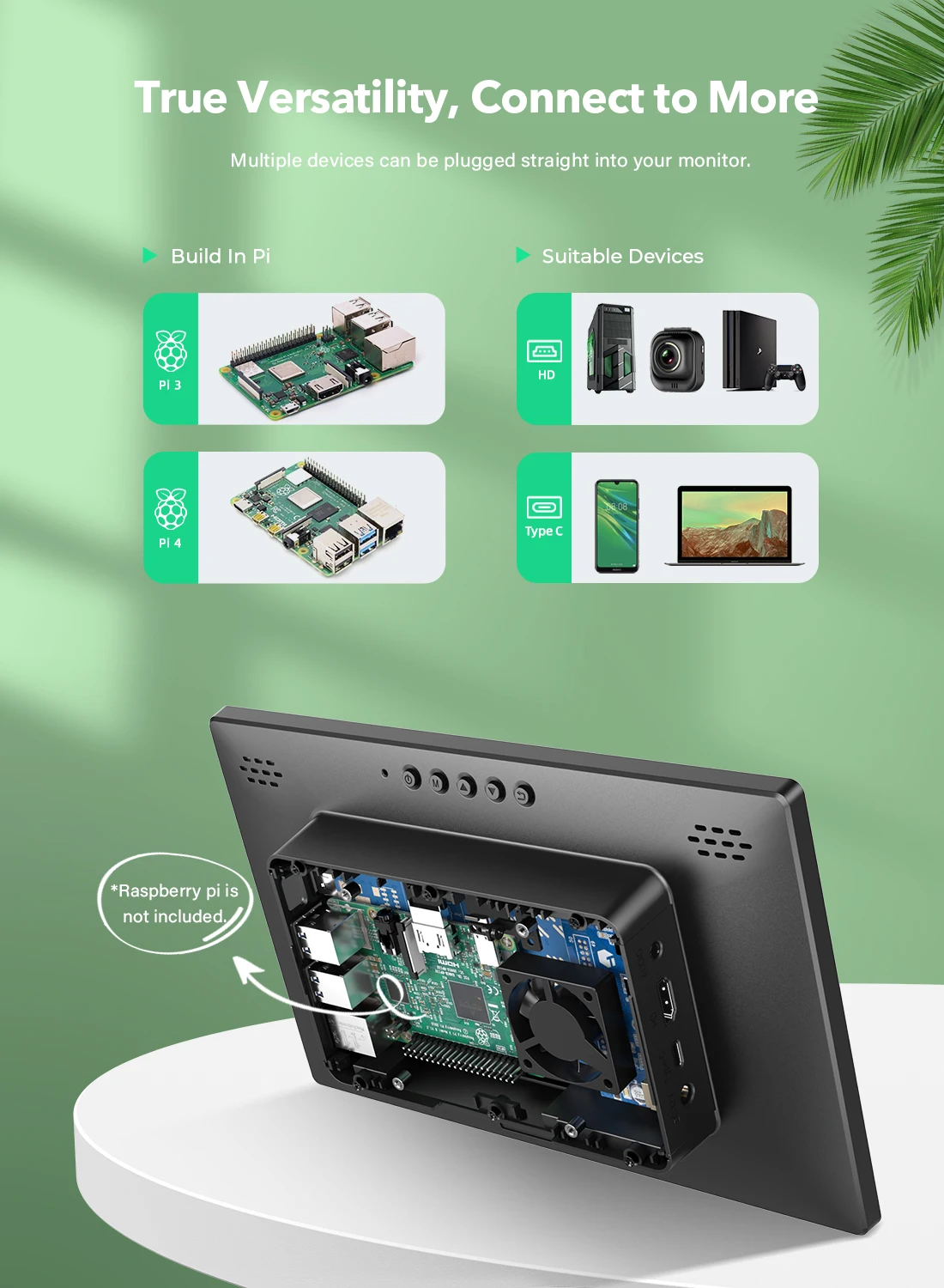 저렴한 Eviciv-휴대용 게임 모니터 1280*800 LCD IPS 두 번째 화면 USB 유형 C HDMI 듀얼 디스플레이, 노트북 전화 Xbox PS4 PC 컴퓨터용
