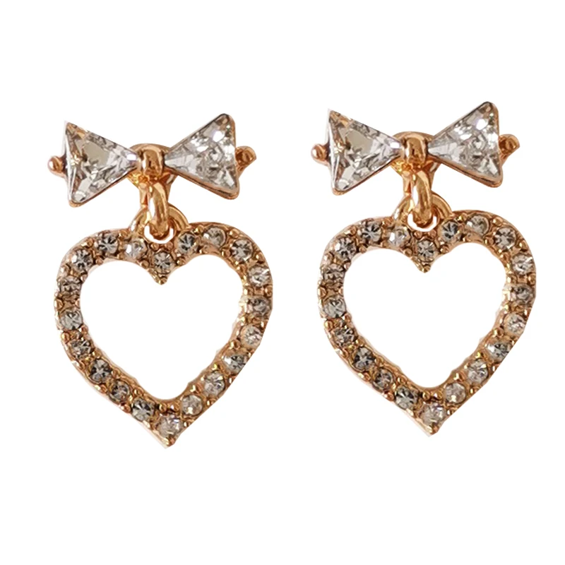 

S925 needle Women Jewelry Heart Earrings Delicate Design High Quality Shiny Crystal Drop Earrings For Girl Lady Gifts