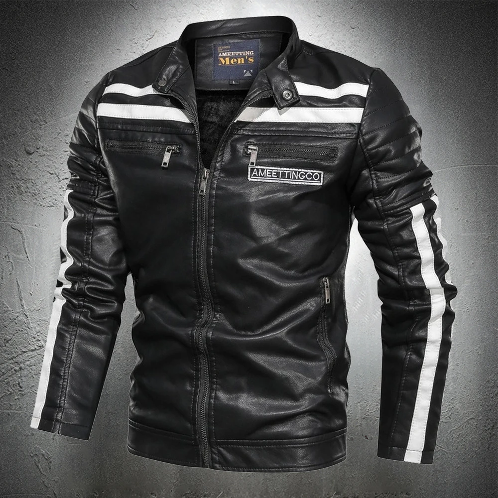 

Leather Jacket For Men 2021 Autumn Motorcycle Jacket Men Outwear Clothing Smart Biker Jacket Slim Fit Stand Collar Faux Leather