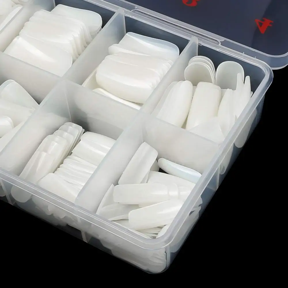 

KROFAUE 500Pcs Full Cover Coffin False Nails DIY Nail Art Natural Transparent Fake French Artificial Acrylic Nails