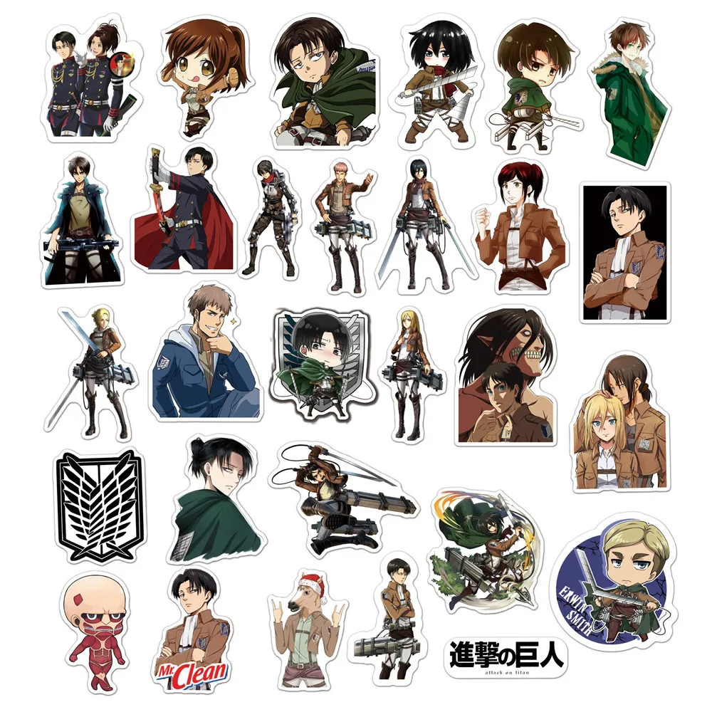 

10/30/50pcs Cartoon Anime Stickers Attack On Titan Graffiti for Laptop Guitar Motorcycle Skateboard Luggage Waterproof Kids Toys
