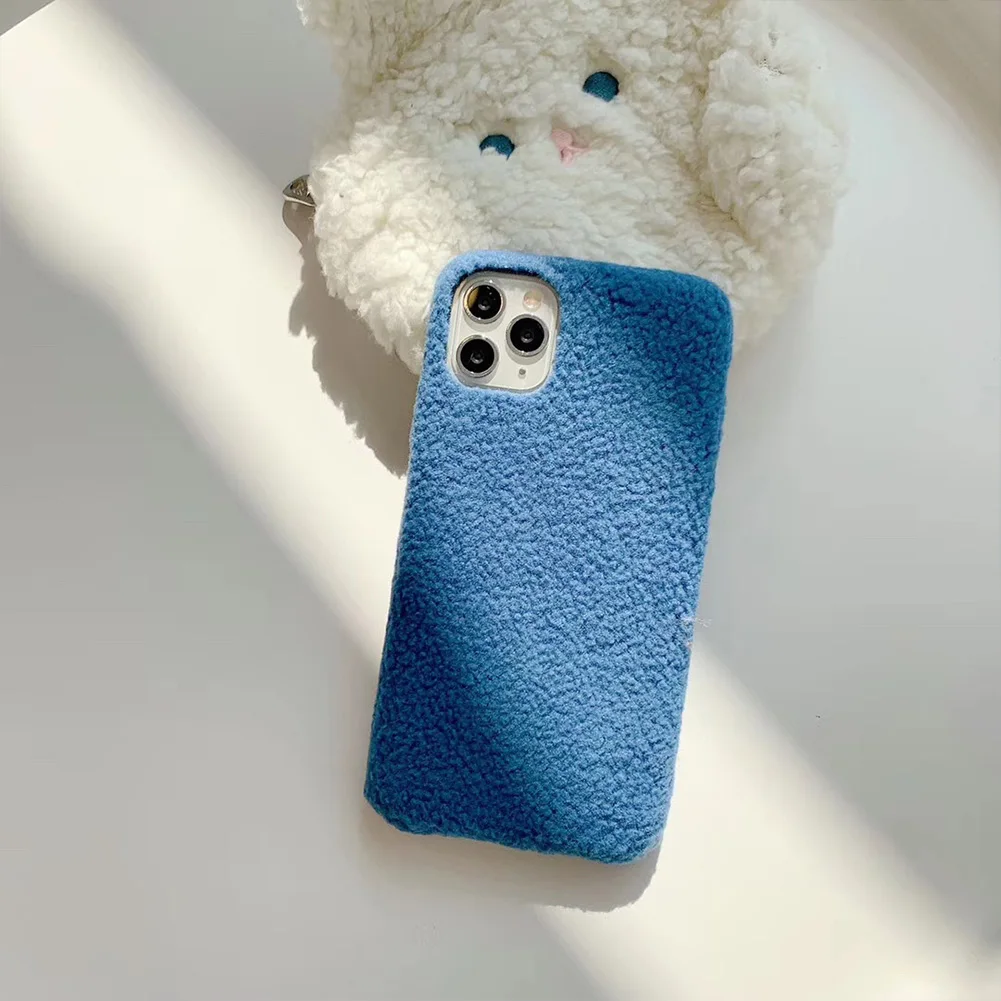 Мягкий шерстяной плюшевый чехол для телефона iPhone 11 Pro X XS XR Max 7 8 Plus зимний теплый