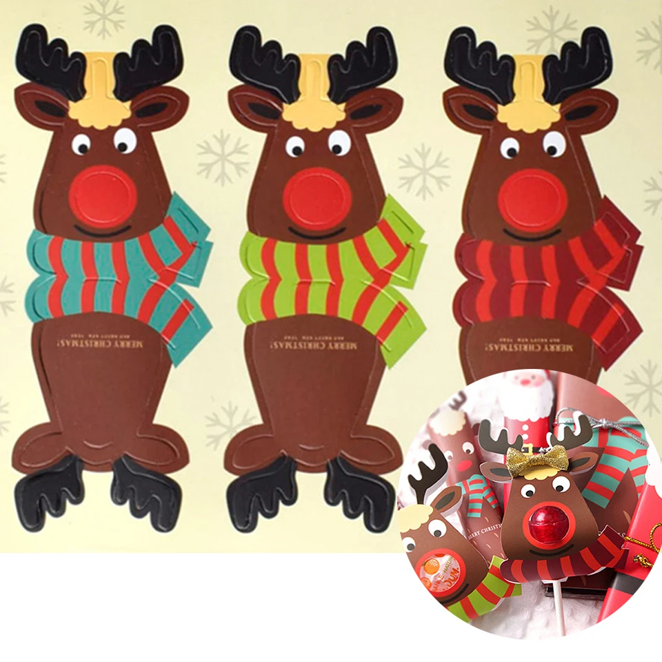

30 шт./лот держатель для карт в виде рождественского оленя, 3 цвета
