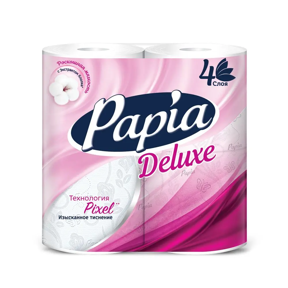 Туалетная бумага PAPIA DELUXE Белая 4 слоя рулона | Красота и здоровье