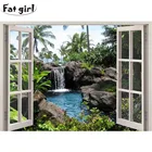 Алмазная 5D Вышивка сделай сам, картина с окошком, пейзажем, каскалой, водопад, алмазная вышивка, полное круглое квадратное стразы, настенное искусство