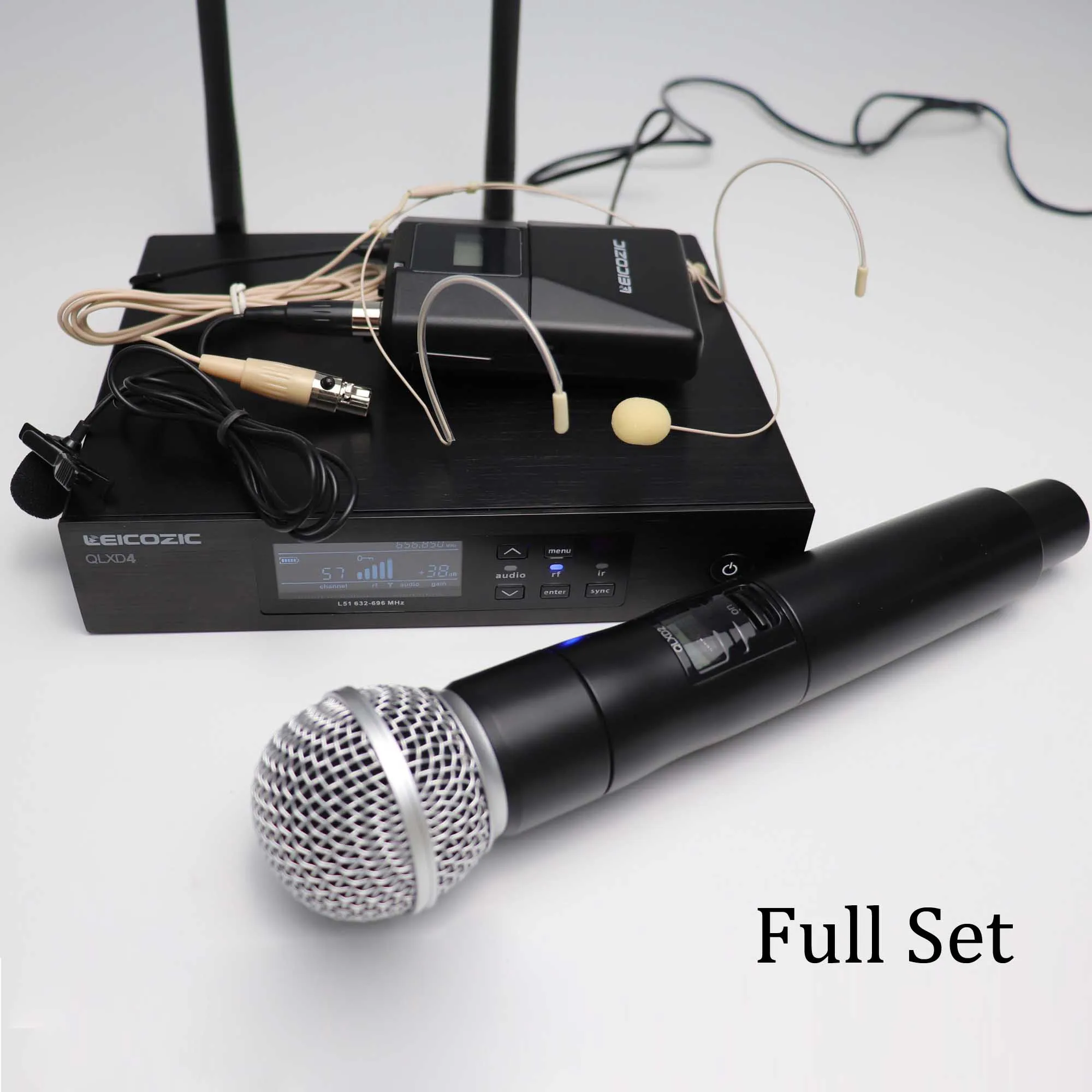 Full Set Leicozic беспроводной микрофон QLXD4 QLDX4 QLXD2 профессиональный УВЧ цифровой беспроводной микрофон Система истинное разнообразие ручной микрофон - Цвет: Full Set
