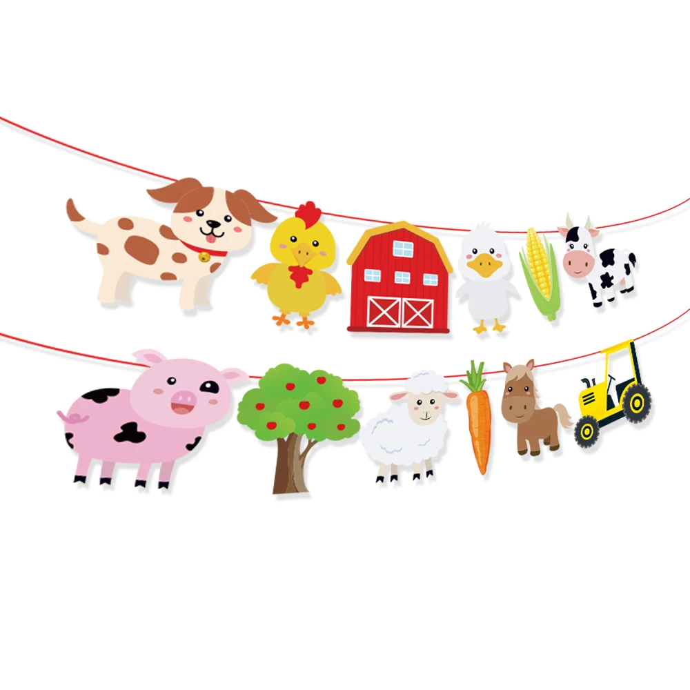 

Baby Shower Farm Animals Party Decorations Kids Birthday Parties Favors Cartoon Farm Theme Wall Hanging Banner Party Supplies