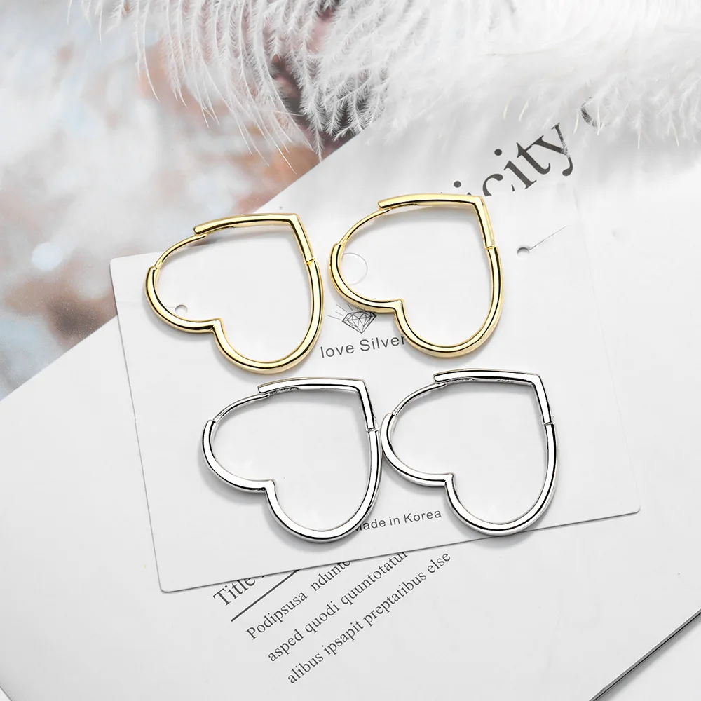 

925 Sterling Silver Big Heart Stud Earring For Women Party Jewelry Oorbellen Brincos Pendientes eh1302