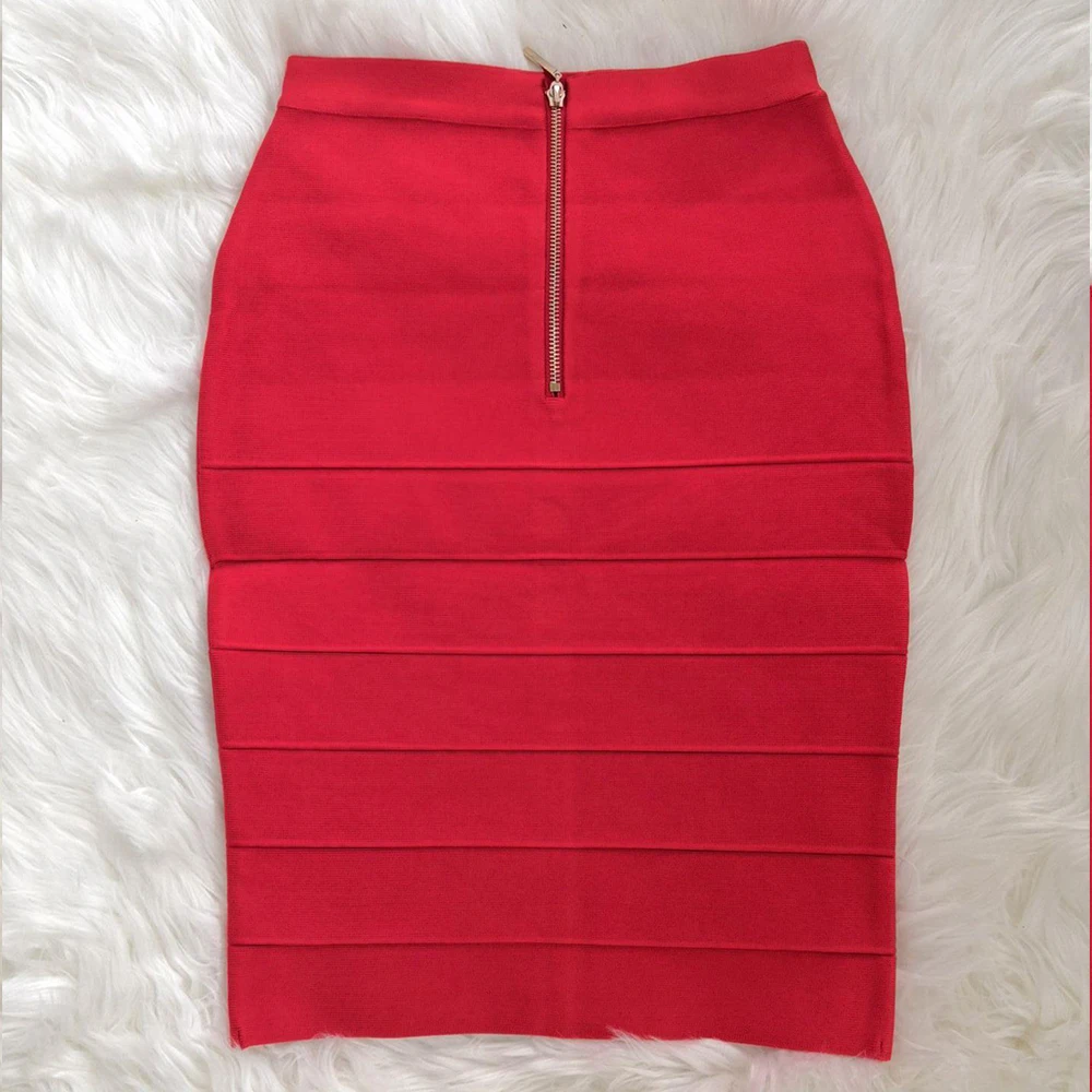 Женские юбки до колена красные однотонные бандажные Клубные вечерние на молнии