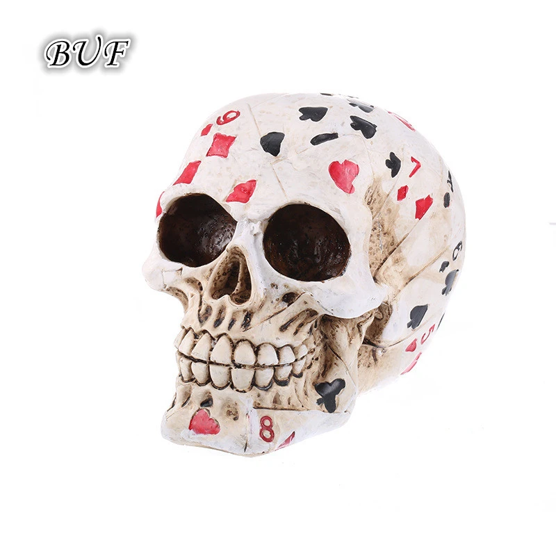 

Полимерный узор BUF в виде покера, статуя черепа, домашний декор, поделки, украшения, скульптура, украшения на Хэллоуин, аксессуары, персонали...