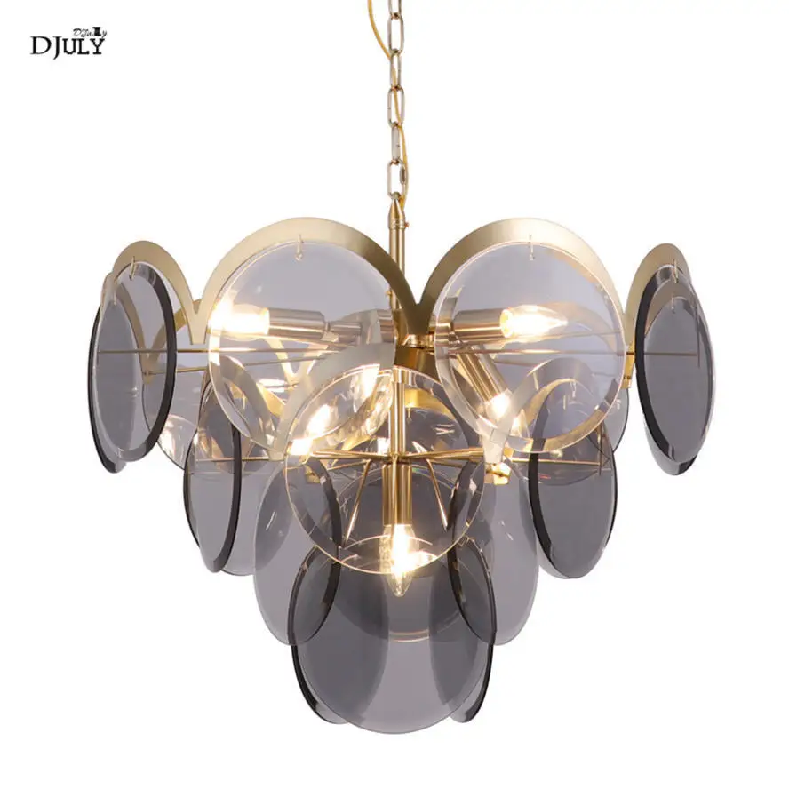 Постмодерн дизайнерская Роскошная Дымчатая серая стеклянная люстра освещение
