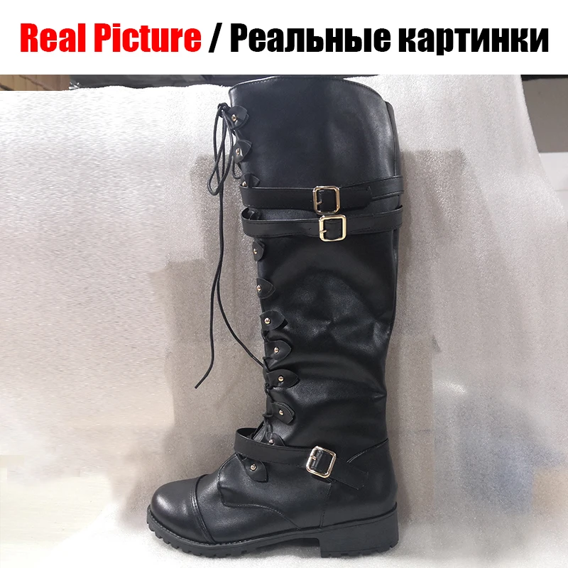 BONJOMARISA/Большие размеры 34–43; модная женская обувь на шнуровке, Сапоги для верховой езды Для женщин Осенние высокие сапоги до колена женская обувь на среднем каблуке; женская обувь