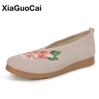 spring autumn women shoes comfortable breathable embroidered cloth flat ladies footwear national style female shoes loafers