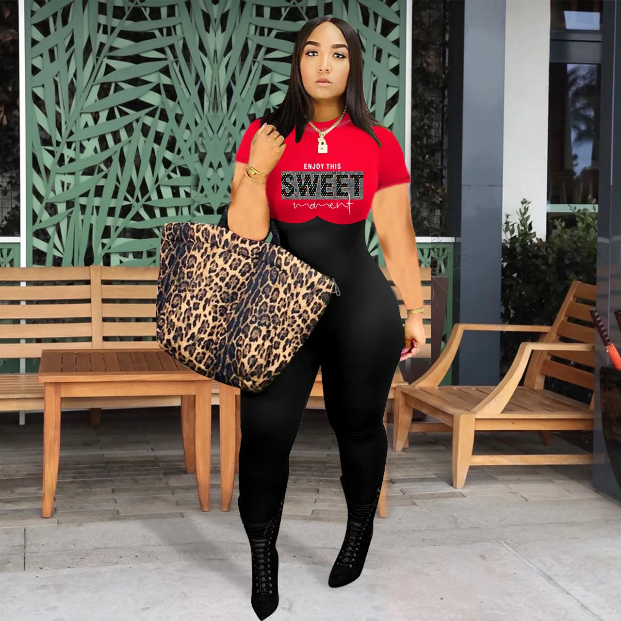 

Vintage Casual Romper Jumpsuits Womens Clothing Sexy Fitness Wear Letter Printed Short Sleeve Summer Workout Overalls Wholesale