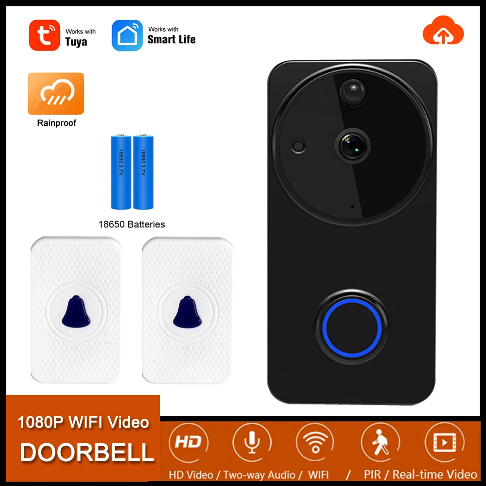 HD 1080P Video Doorbell Rainproof Camera Visual Intercom Night Vision WiFi 2MP Smart Door Bell PIR Motion Home Wireless Camera