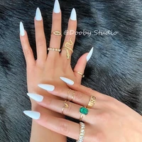 24pcsset white stiletto press on nails short clear sharp artificial fake nails extension manicure solid detactable faux ongles