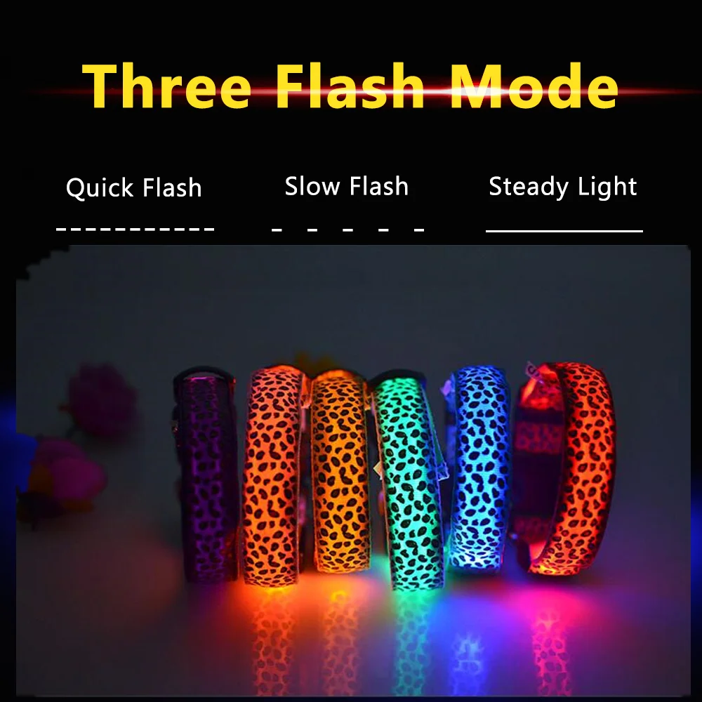 Светодиодный ошейник для собак мигающий в темноте 3 режима освещения