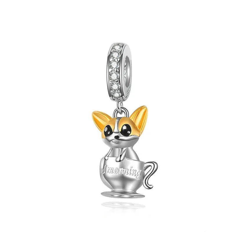 Fit Pandora браслет серебро 925 CZ лук собака медведь лапа лиса Летающий Динозавр талисманы S925 белка и орех бык бусины DIY ювелирные изделия - Окраска металла: as11214
