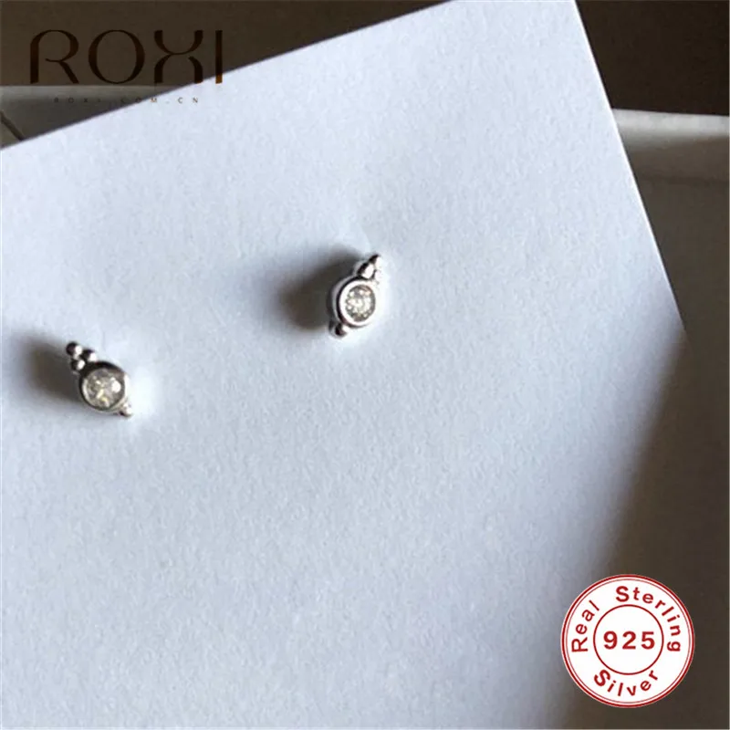 ROXI CZ AAA циркониевые хрустальные маленькие серьги-гвоздики свадебные серьги из стерлингового серебра 925 пробы для женщин минималистичные серьги, ювелирные изделия