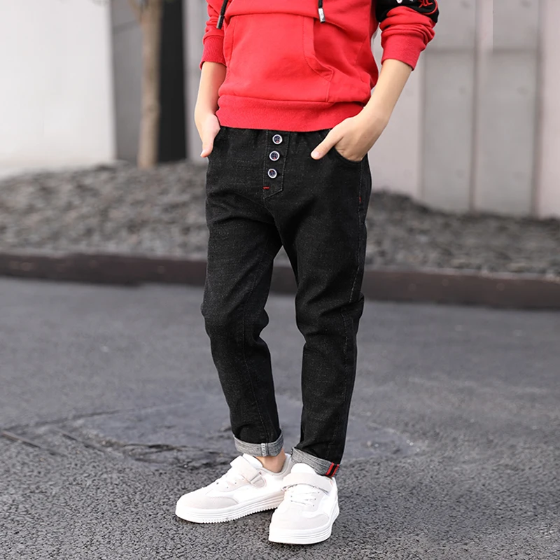 

IENENS От 4 до 11 лет, одежда для мальчиков, зауженные джинсы для маленьких мальчиков из джинсовой ткани для малышей Классические Длинные штаниш...