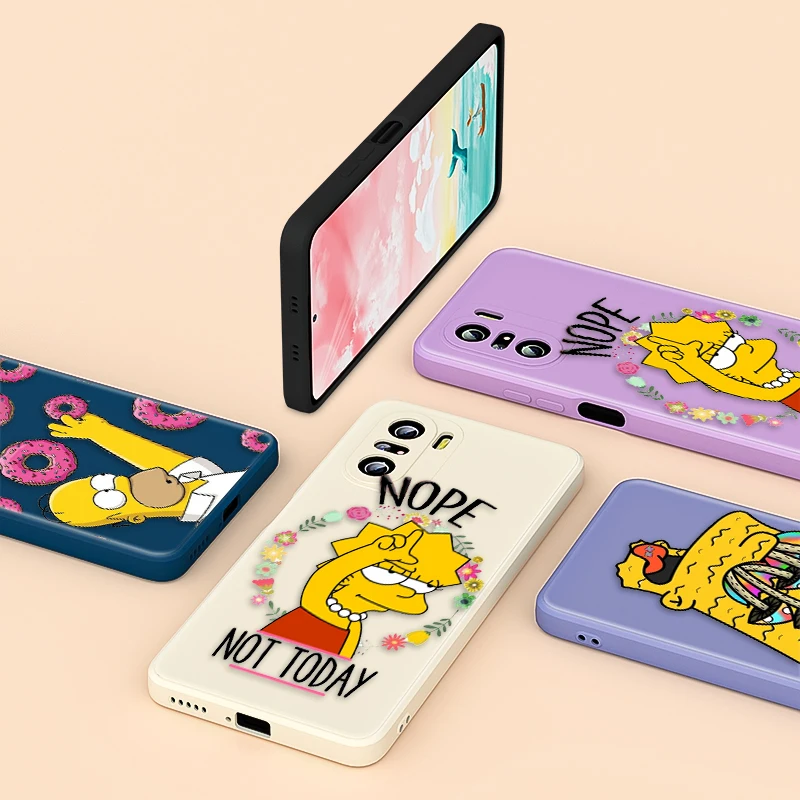 

Cartoon The Simpsons For Xiaomi Redmi K40 K30 9A 9C 9AT 9 8 7 6 5 4X Pro Plus Liquid Silicone Soft Cover Phone Case