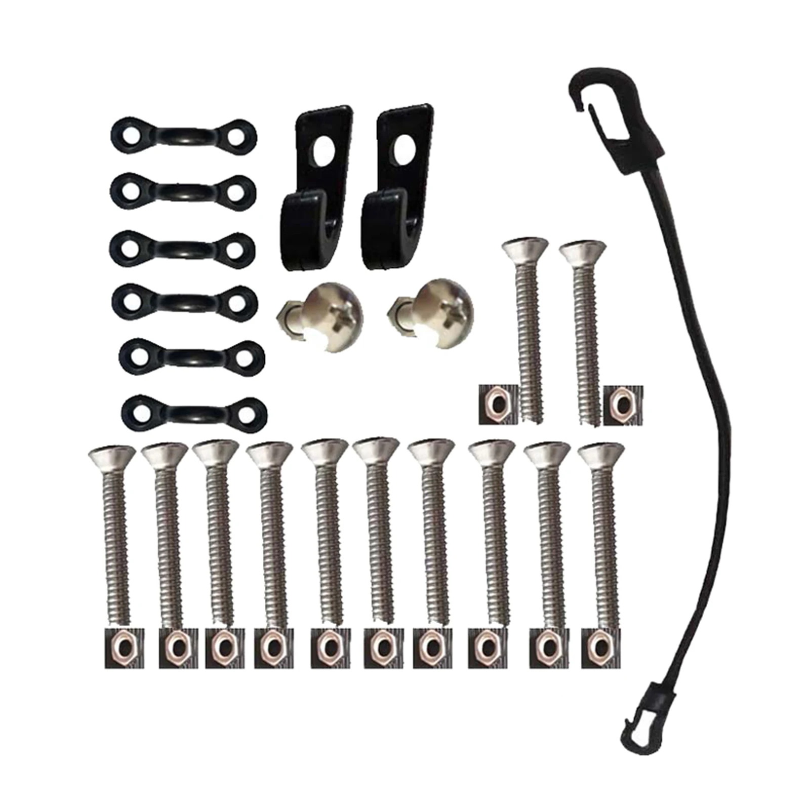 

Deck Rigging Kit Accessory - with Deck Loops Tie Down Pad Eyes and J - Hooks and Bungee Cord Hook Screws for Kayaks Canoes Boat