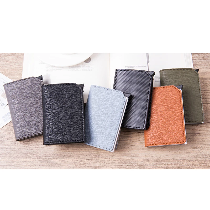 

Bycobecy 2019 Anti-theft Credit Card Holder Carbon Fiber RFID Pop-up Clutch Smart Card Wallet Multi Men and Women Unisex ID Case