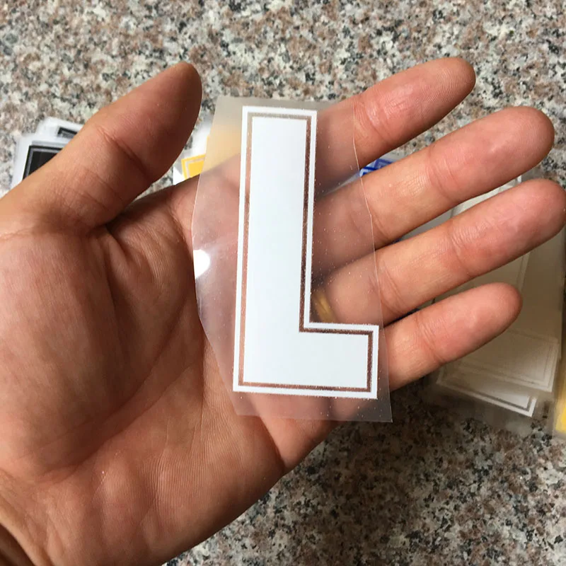 8cm L Горячая фиксация накладки для ногтей теплопередачи Горячие бирки для одежды с золотым тиснением сумка рубашка письмо номер железа на заплатках - Цвет: 8cm L