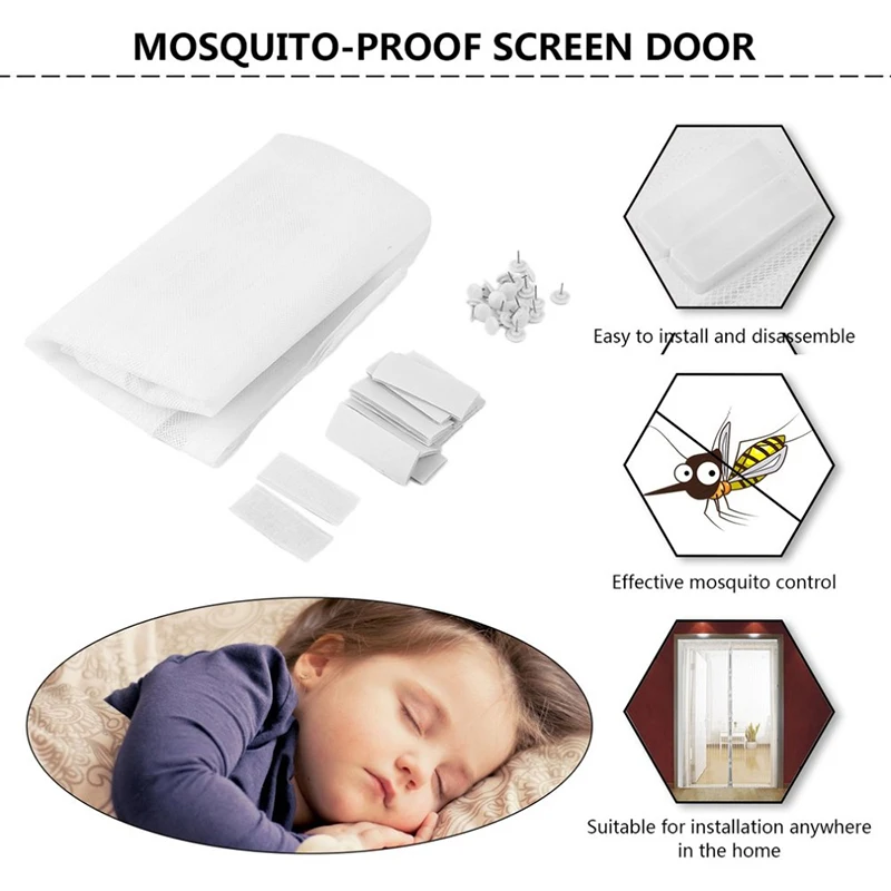 6 Sizes Basic Magnetic Mosquito Net Summer Anti Bug Fly Door Curtains Mesh Automatic Closing Door Screen Kitchen Sticker Curtain