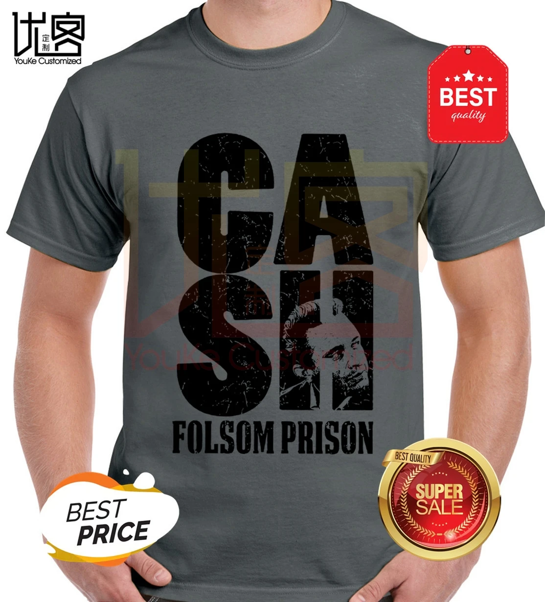 Джонни Кэша мужские тюрьмы Фолсом футболка для мужчин и женщин 100% хлопок топы с