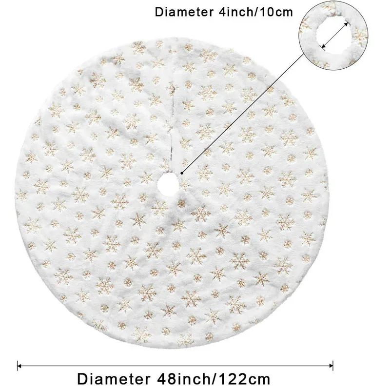 Falda de &aacute;rbol de lentejuelas de felpa para el hogar, protector para base de &aacute;rbol de Navidad de 90-122cm de di&aacute;metro, lentejuelas blancas, decoraciones para &aacute;rboles de Navidad, suministros en 3 colores-4