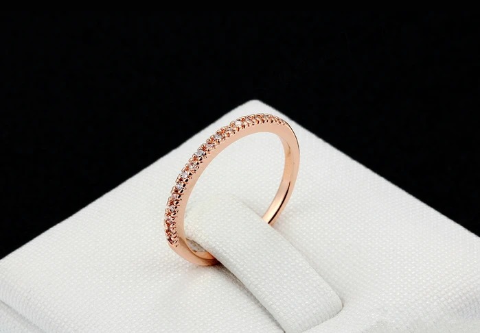 Розовое золото цвет Высокое качество Блестящий 6 мм 0.75ct циркония микро проложили женские свадебные 2 шт. кольца наборы рождественские подарки оптом