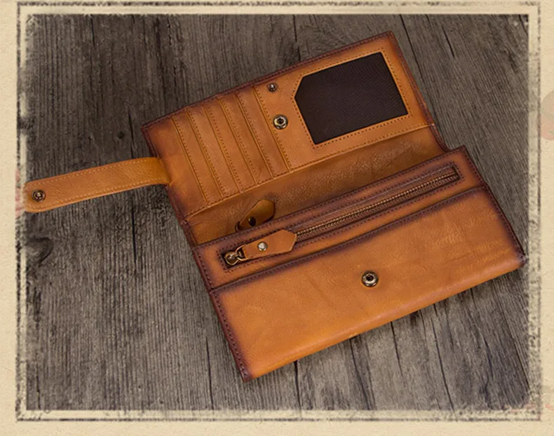 Женские кошельки ручной работы женские из первого слоя кожи длинные большая