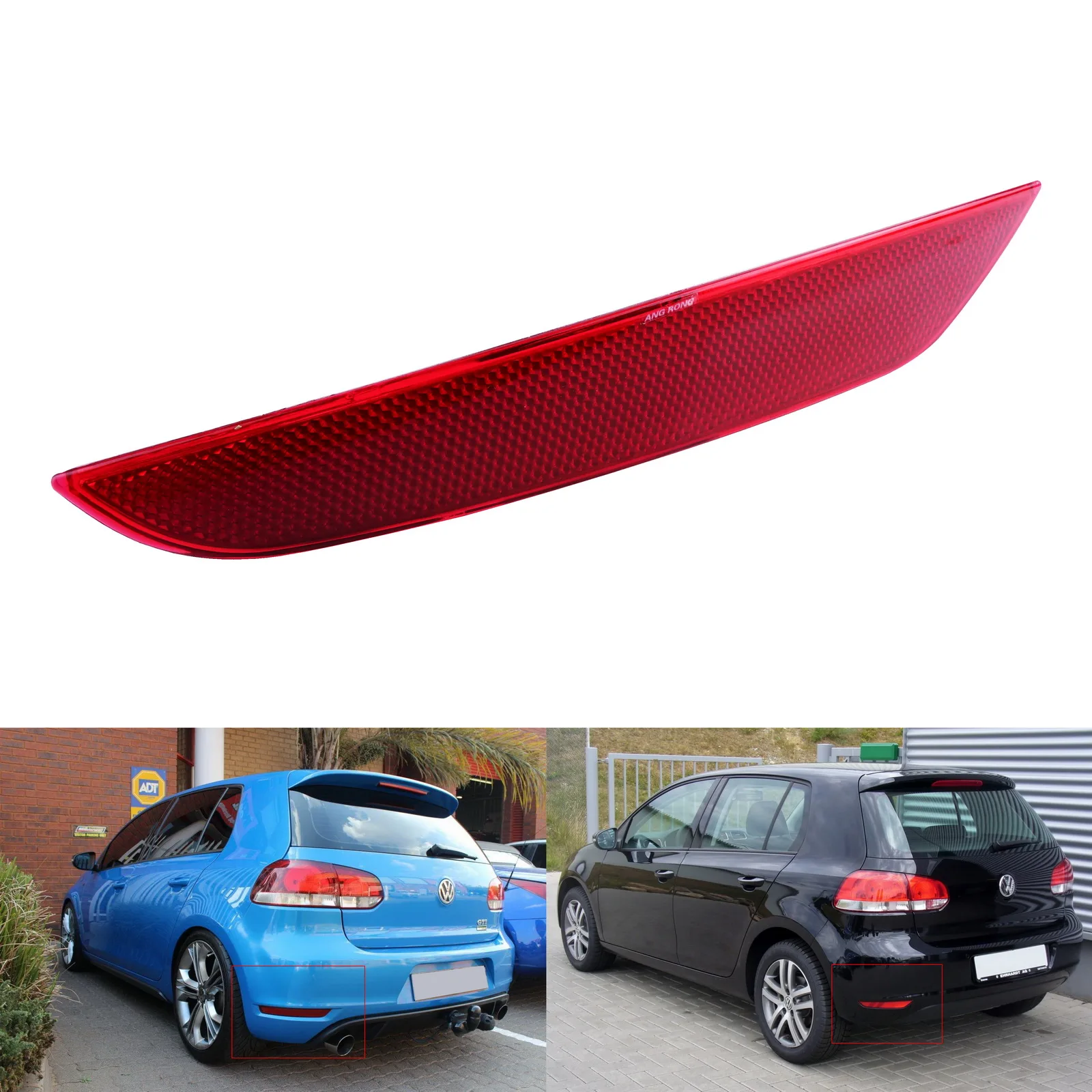 For VW Golf 6 MK VI 2009-13 Red Lens Rear Bumper Reflector Cover Left Passenger