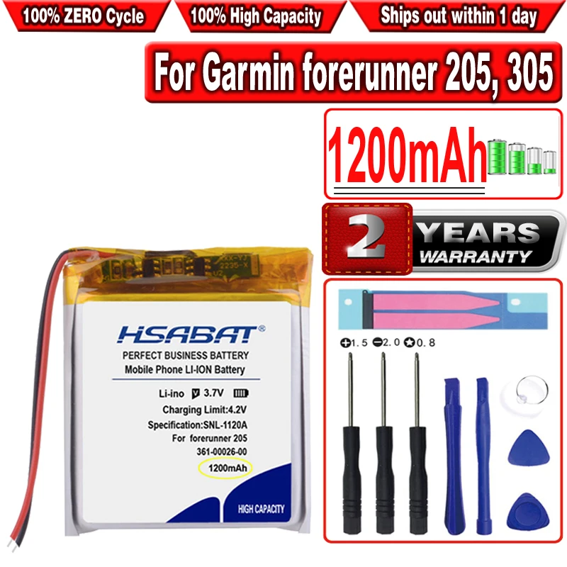

Аккумулятор HSABAT 1200 мА · ч 361-00026-00 для Garmin forerunner 205, 305, 305i