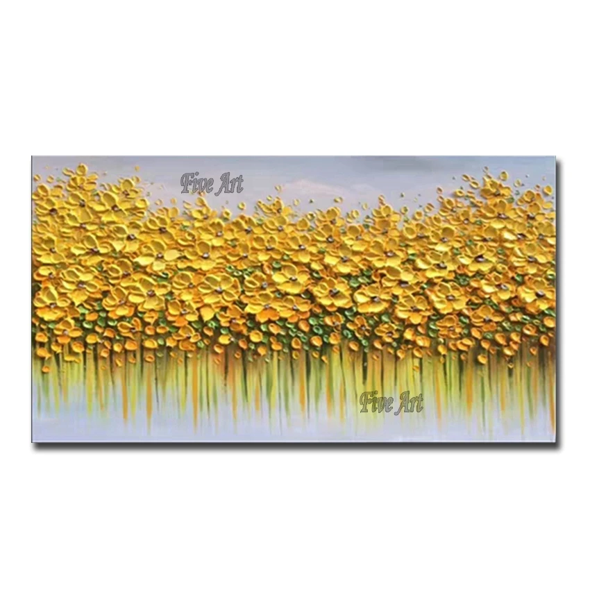 

Heavily Texture Thick 3D Flower Oil Painting Palette Knife Abstract Large Size Canvas Wall Decoration Art For Living Room Decor