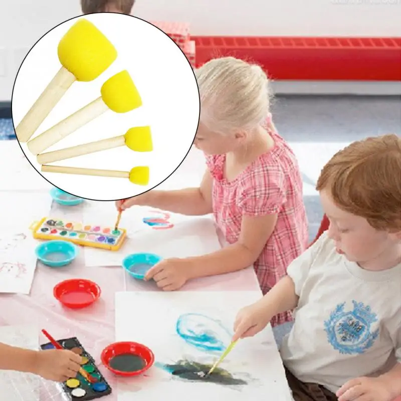 4 шт. малыш Губка Краски щетка оригинальная деревянная ручка ing граффити раннего