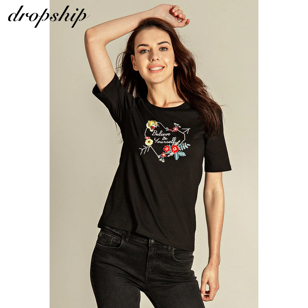 

2020 Summer Woman Tshirts Elegant Short Sleeve Casual Tops O Neck Cotton T Shirt Letter Print Tee Shirts For Women 19SS0053