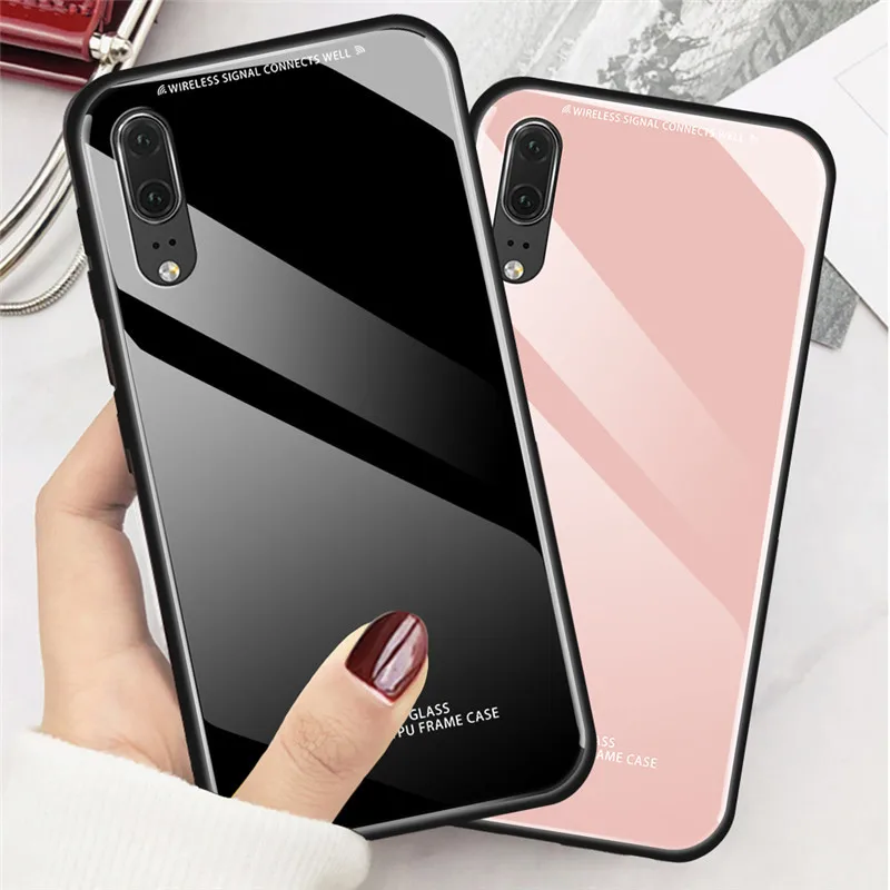 Non-slip Tempered glass phone case For huawei P30 pro caes for lite P20 honor 10i 20i All-inclusive back cover |