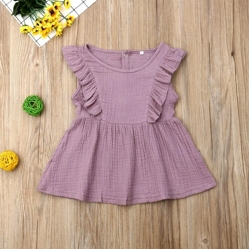 Модное детское однотонное праздничное платье принцессы с рюшами для маленьких