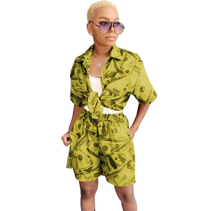 Комплект из двух предметов с принтом в виде банкнот крутая уличная рубашка топ и