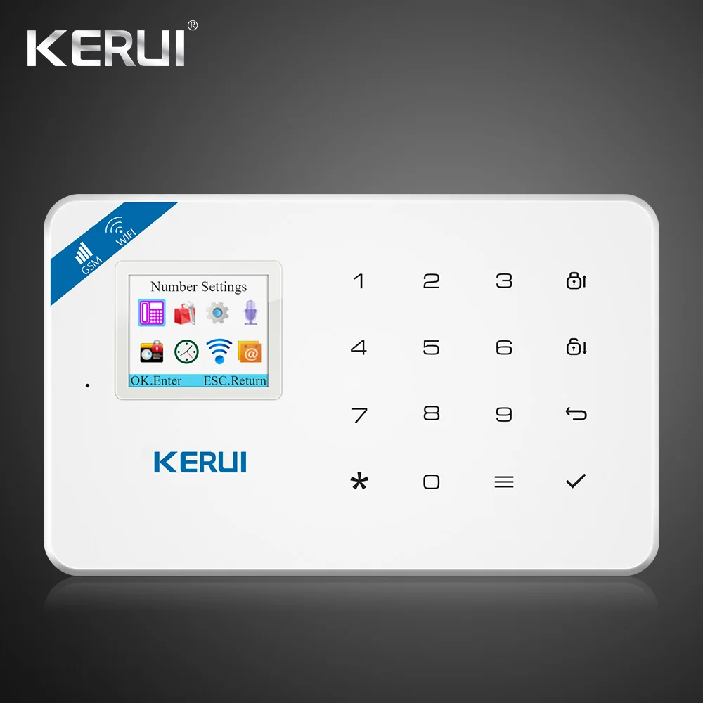 Kerui Wifi GSM сигнализация W18 приложение управление Домашняя Охранная ЖК-сигнализация с сенсорным экраном домашняя система охранной сигнализации детектор дыма