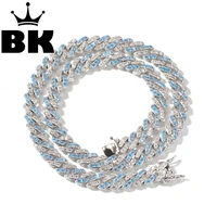 the blingking 9mm micro pave iced cz cuban link necklaces chains accept custom color luxury bling jewelry fashion hiphop for men