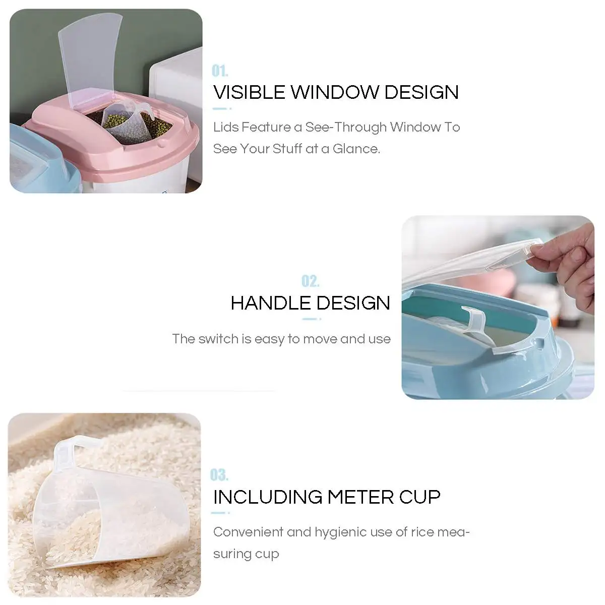 

Plastic 5/10Kg Rice Grain Storage Box Sealed Moisture-proof Large Pet Food Storage Container Mildew Anti-Oxidation