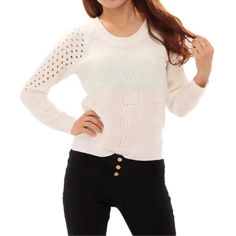 

Fashion O-Neck Sexy Back Sweet Bow Backlesss Autumn Casual Pullover Sweater Hollow Out Knitting Sweaters Women Long Sleeve Tops