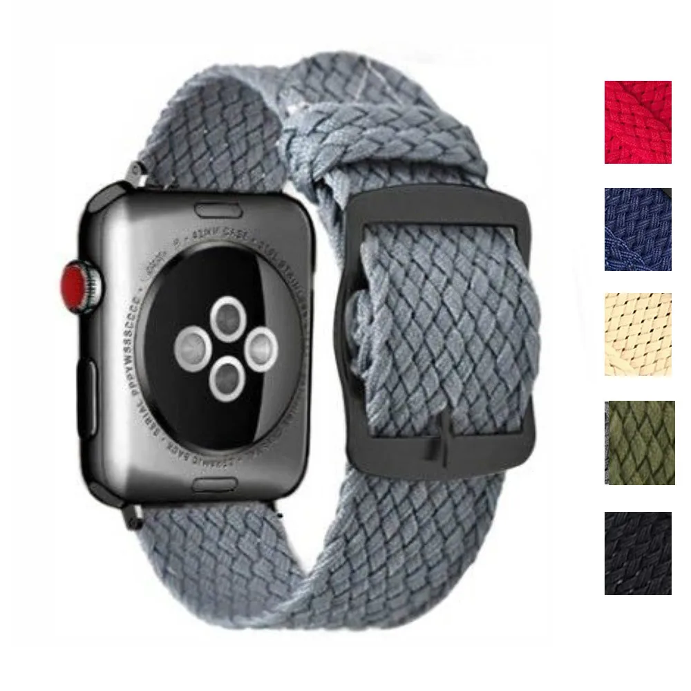Ремешок тканевый нейлоновый для Apple Watch Band Series 5 4 3 2 38 мм 42 Воздухопроницаемый