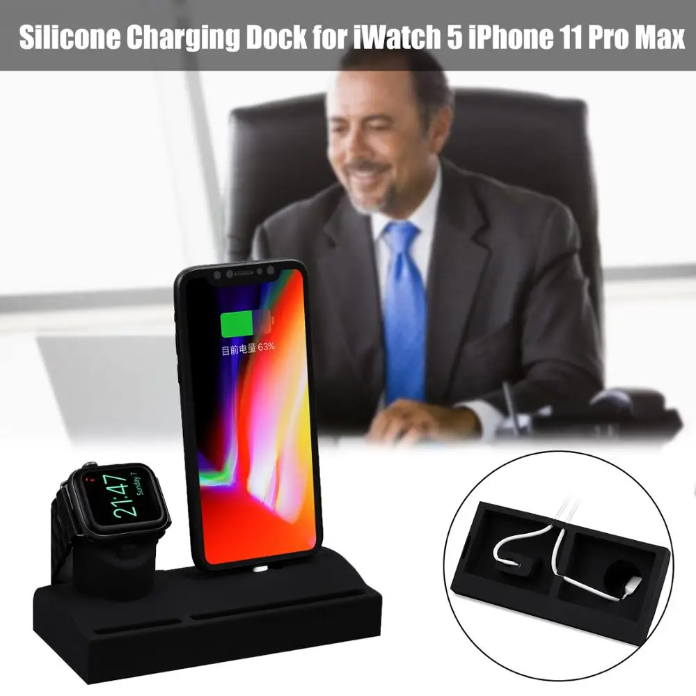 Зарядная док станция Besegad для iWatch Series 2 3 4 5 iPhone 8 X XR XS 11 MAX|Подставки и держатели| |